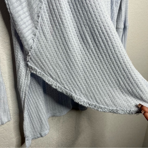 Free People Women‎ Waffle Knit Top Light Blue Small Long Sleeve Tunic Ventura - Picture 6 of 12